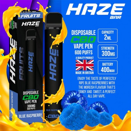 HAZE BAR CBD Blue Raspberry, 300MG , 600 PUFF
